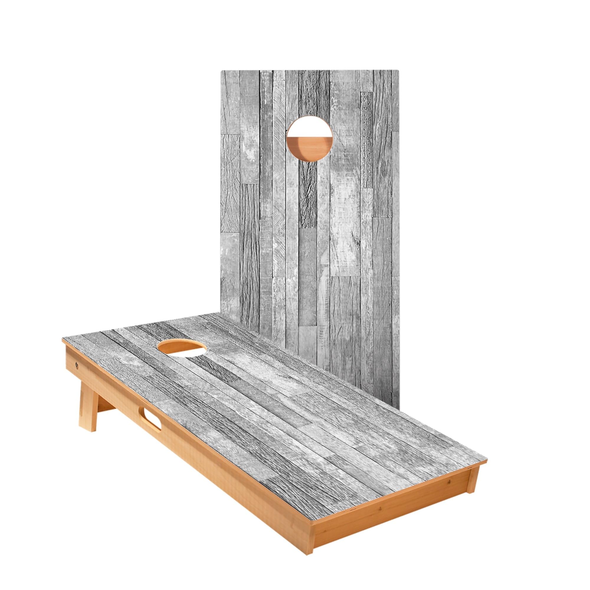 Skip's Garage Light Small Panel Wood Cornhole Boards - Includes (2) Boards (Resin Bags) + (2) Board Hole Lights