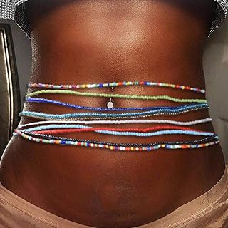 Nicute Boho Beads Belly Chain Colorful Elastic Waist Chains Set Beach Layered Bikini Jewelry for Women and Girls(Pack of 1...