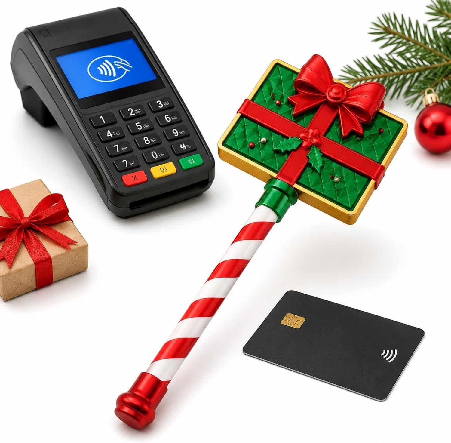 Twinkle Tap Wand for Credit Cards Tap-To-Pay Magic Credit Card Wand Holder, Hidden Slot NFC Contactless Card Storage Wand, 14 Inch Long Handle Novelty Payment Accessory (Gift)