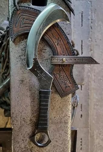 Empire Industry - Caza de acero J2 hecha a mano personalizada de 15 pulgadas de largo Egytian Mini Khopesh con funda de cuero, agarre envuelto en