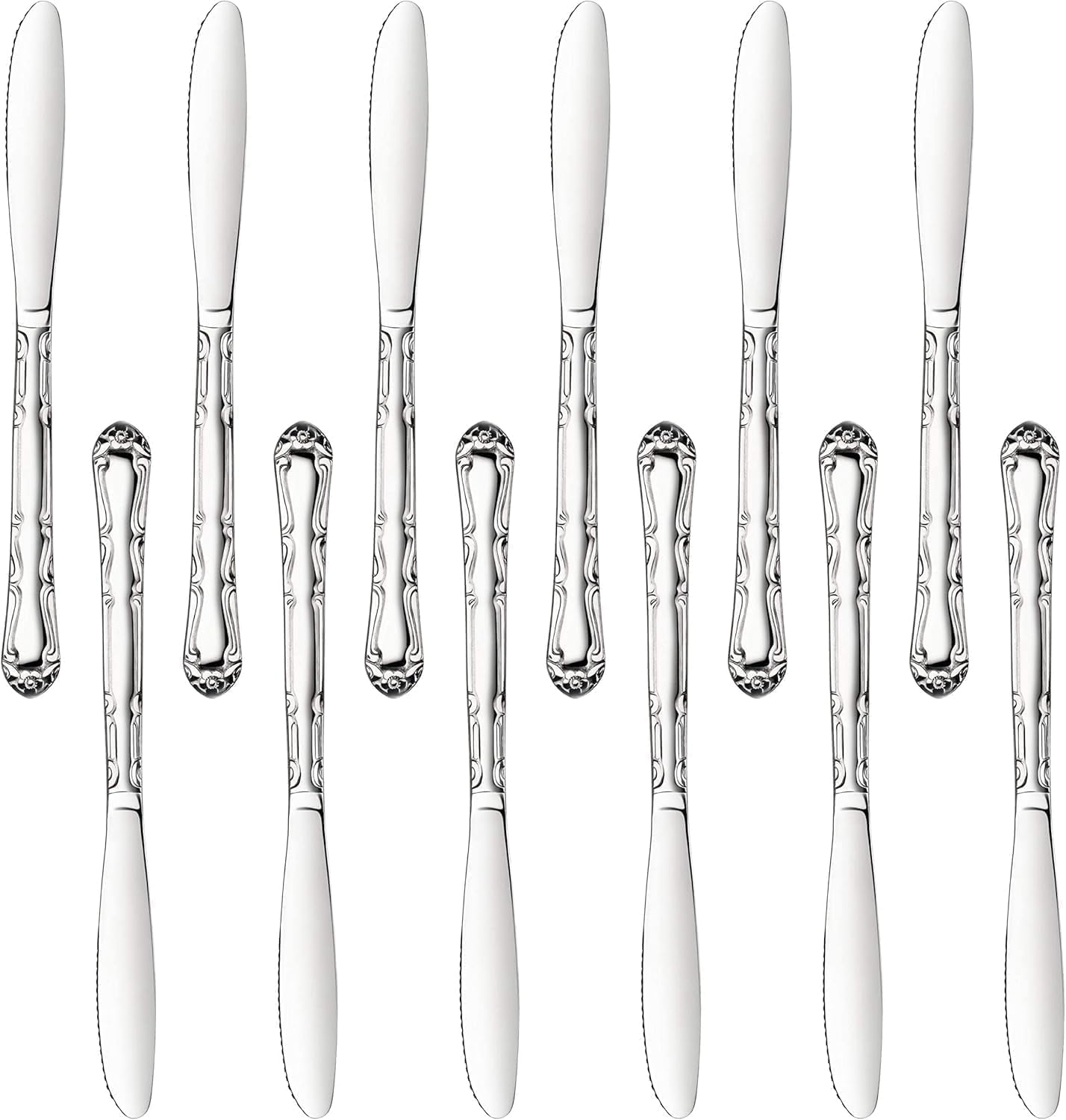 58628 Rose Pattern, 18/0 Stainless Steel, Dinner Knife, 8.5-Inch, Set of 12