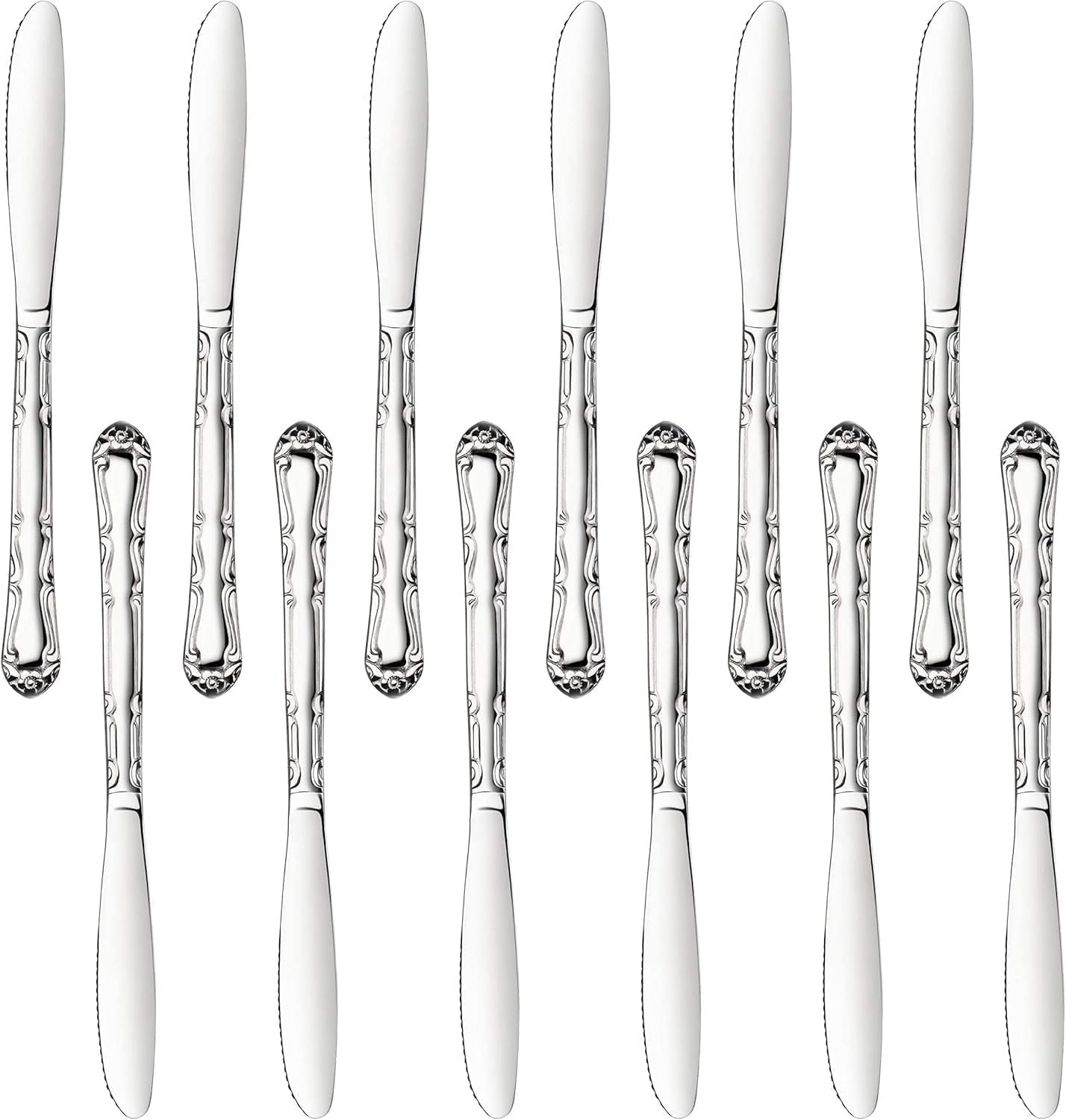 58628 Rose Pattern, 18/0 Stainless Steel, Dinner Knife, 8.5-Inch, Set of 12