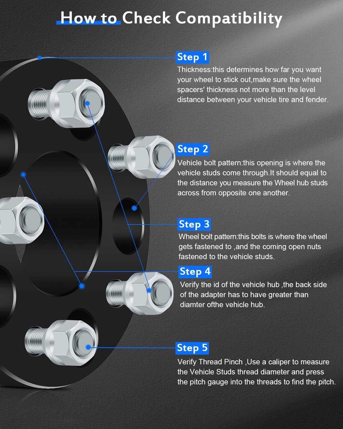 ECCPP 2PCS 2" Wheel Spacers 5 Lug 5x4.75 to 5x4.75 70.5mm fits for 1991-2005 for Jimmy 1990-2004 for Sonoma 12x1.5 Studs
