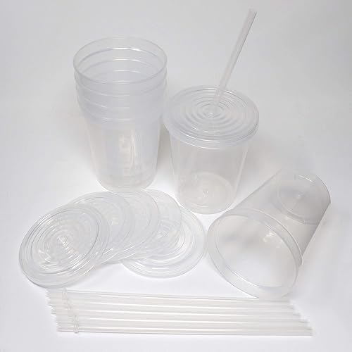 Miniatura 3 de Rolling Sands Vasos de plástico reutilizables para estadios con tapas, paquete de 6, vasos y tapas fabricados en Estados Unidos, incluye 6 popotes