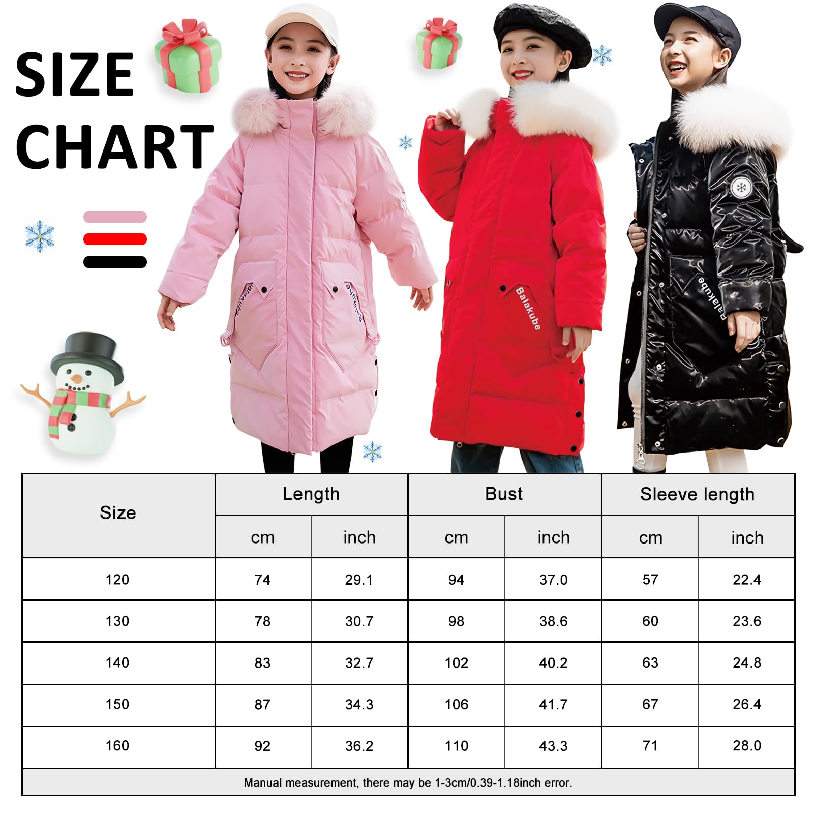 Giacca Trapuntata Bambina con Cappuccio con Collo in Pelle Cappotto Piumino Ragazza per Inverno