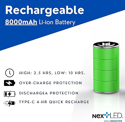 Miniatura 8 de NextLED NT-2220LF-UV LED Luz de trabajo bajo el capó, 2000 lúmenes, batería recargable de 8000 mAh, luz UV, barra de luz mecánica desmontable debajo