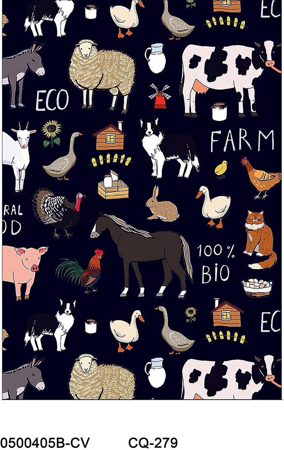 Farm Friends (Dark) Design Printed on 100% Cotton Quilting Fabric by The Yard