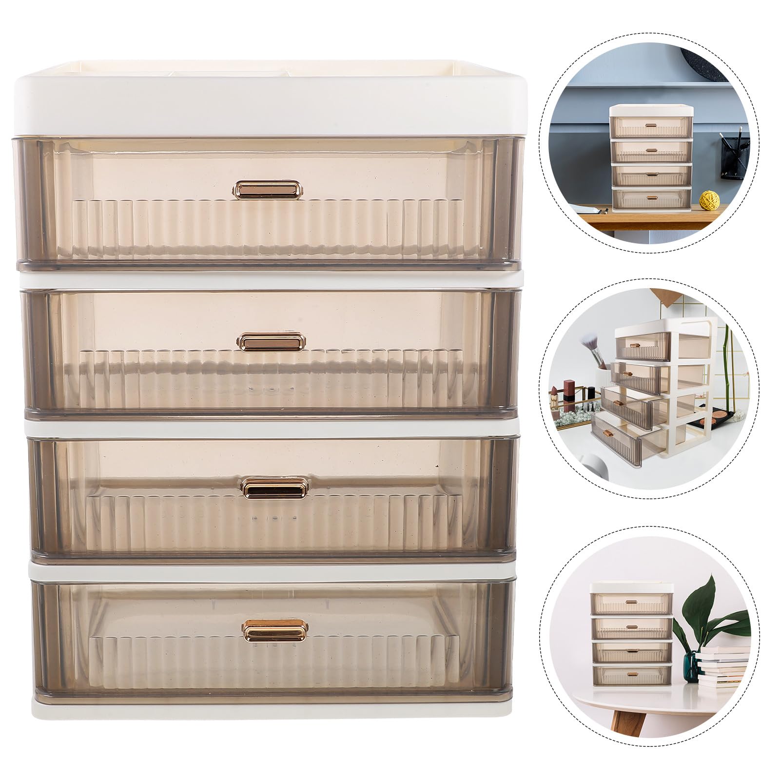 Cajonera multifuncional de plástico transparente para almacenamiento de cosméticos de oficina y papelería, ideal para el hogar y el espacio de trabajo