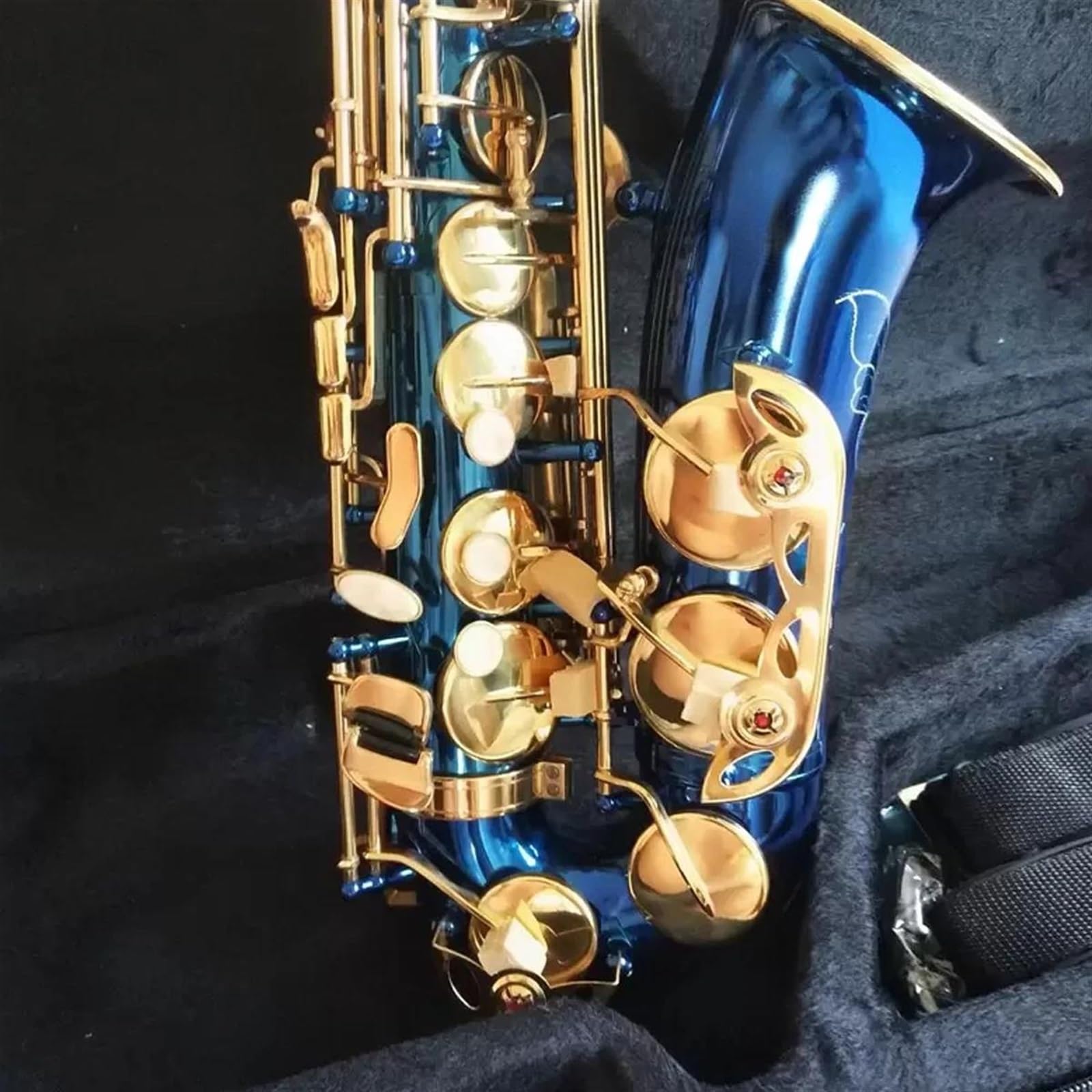 Saksofon Saksofon Altowy Eb Błękitny Mosiądz Jeden Do Jednego Japoński, Rzemieślniczy Instrument Jazzowy Z Futerałem (Color : Leather bag)