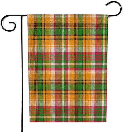 Jacrane Colors Madras Plaid Textile Texture Seamless Pattern 12X18 Small Garden Flag Burlap Vertical Double Sided Spring Farmhouse Home Decor for