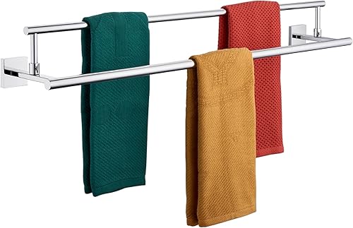 Miniatura 27 de KOKOSIRI Toalleros de baño de 24 pulgadas, soporte para toallas de baño de bronce aceitado, estantes de acero inoxidable montado en la pared Bronce