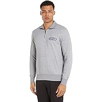 Tommy Hilfiger Felpa con Cerniera Uomo Mezza Zip, Grigio (Light Grey Heather)