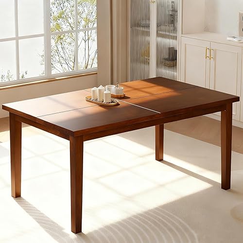 Mesa de comedor de 60 pulgadas para 4 y 6, mesa de cocina de diseño único, mesas de comedor rectangulares con patas de madera maciza para cocina,