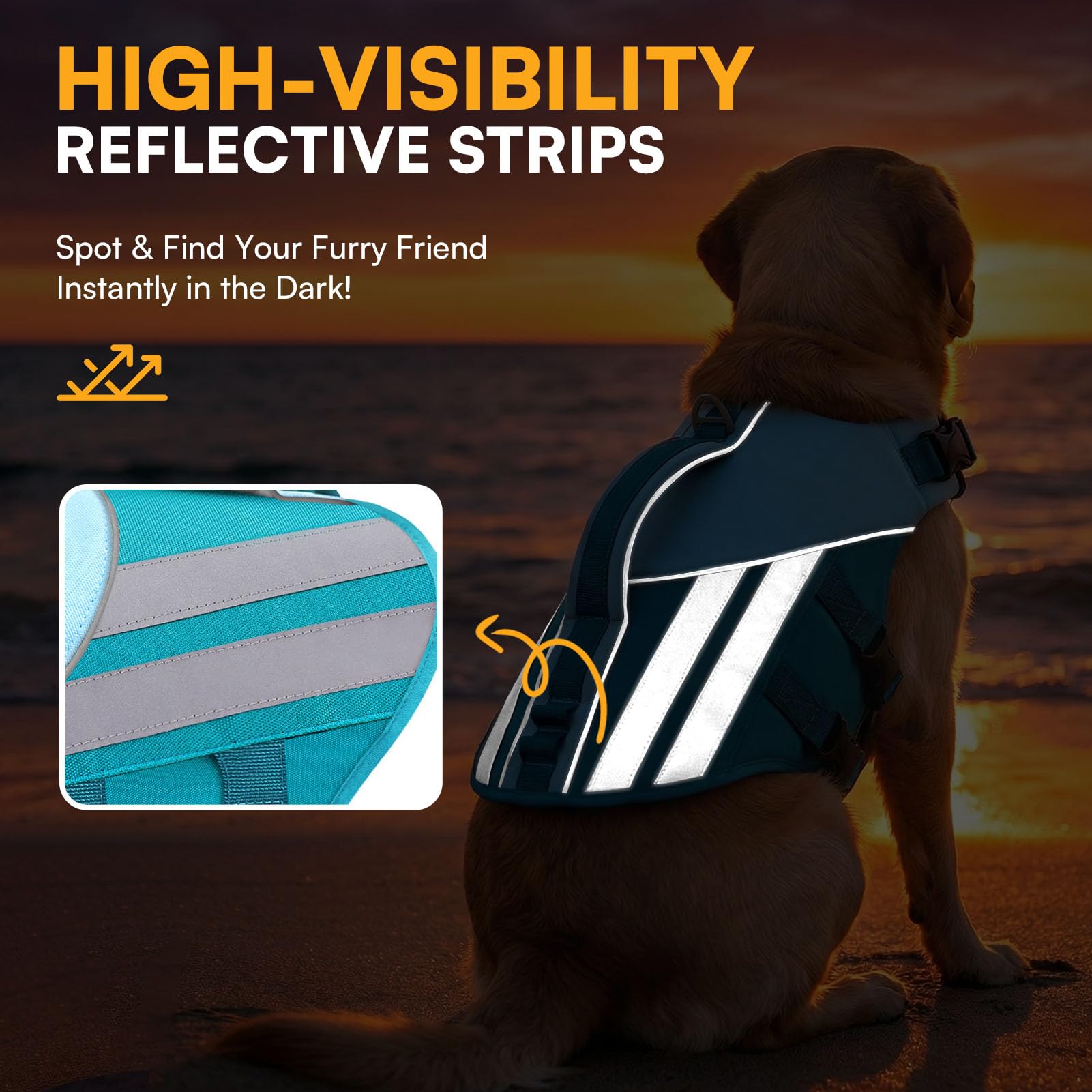 Queenmore Chaleco Salvavidas Perro Pequeño Ajustable & Reflectante Flotador Perro con Asa De Rescate Chaleco Perros Agua para Dachshund (Teckel), Cockapoo, Caniche Toy, Cachorros, Teal, S