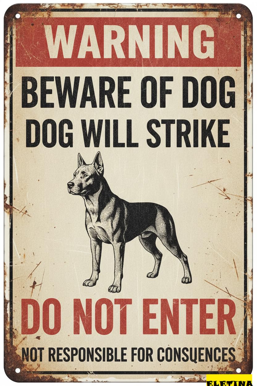 Warning Beware Dog Will Bite Belgian Malinois Aluminum Tin Sign Outdoor Yard Fence Home Farm 8x12in