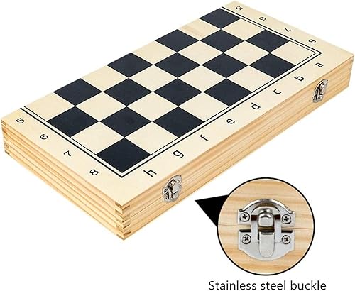Miniatura 5 de ROLTIN Chess Set Foldable Magnetic Chess Set Wooden Chess Board Game Set with Crafted Chesspiece & Storage Slots 2 Extra Queen Board Games