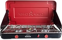 Camp Chef Kodiak Mountain Series 20,000 BTU Two-Burner Portable Camp Stove with Windscreen Lid
