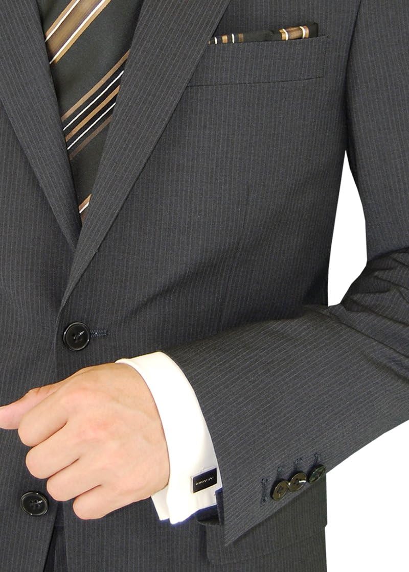 DTI GV Executive Italian Men's 2 Button Wool Suit Ticket Pocket Jacket Striped