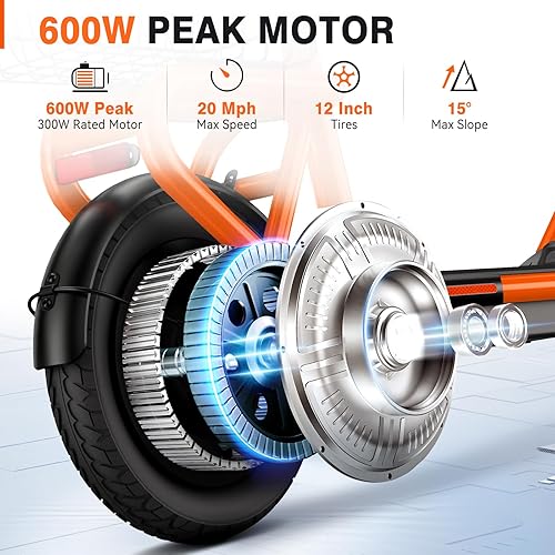 Miniatura 10 de SISIGAD Electric Scooter Adults Peak 500W, 3 Gears,152030 Miles Long Range Scooter Electric for Adults, 8.5"10" Solid Tires,19 MPH Fast Max Speed