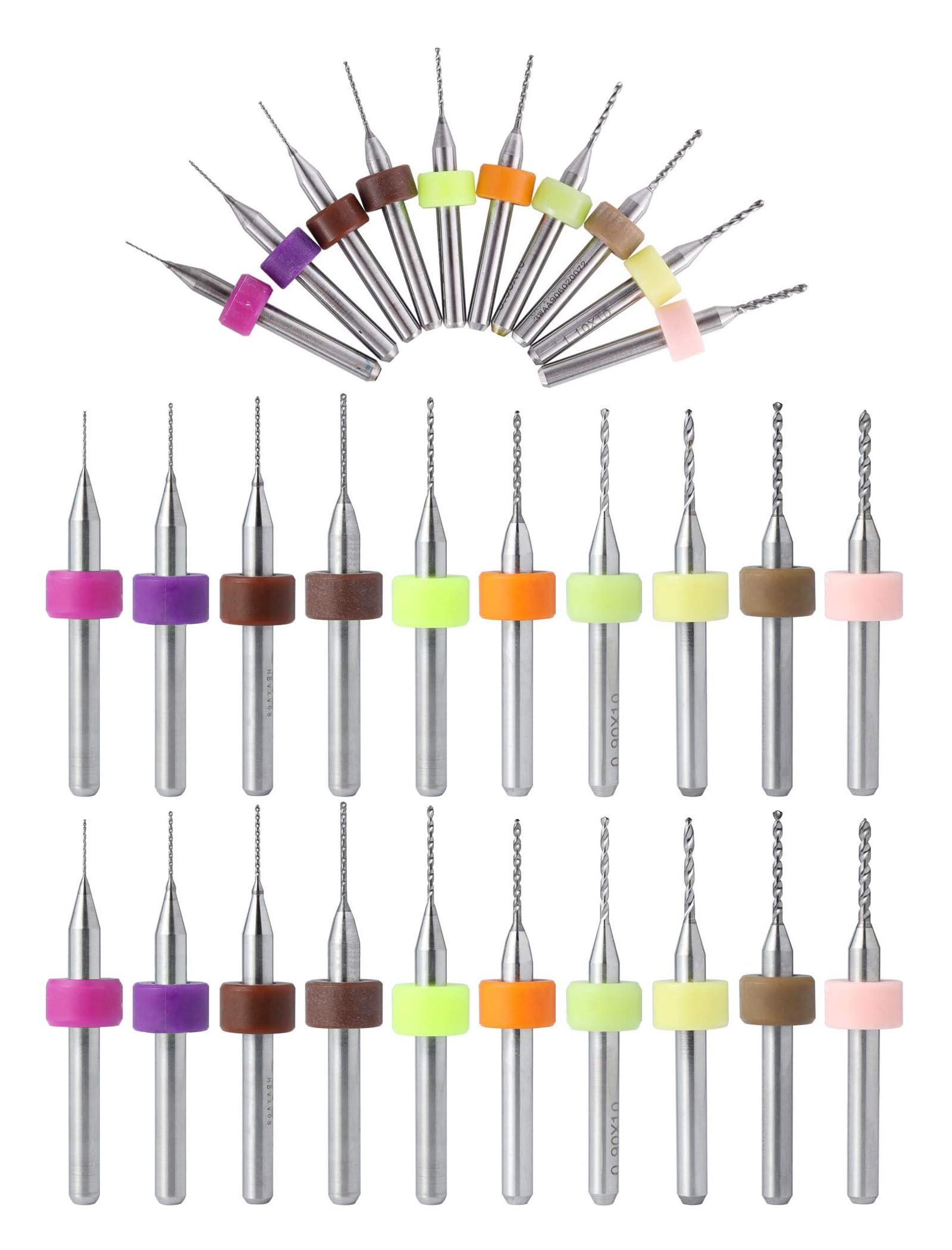 30 pezzi Punte da PCB Micro,Mini Trapano 0,3/0,4/0,5/0,6/0,7/0,8/0,9/1/1,1/1,2 mm Punta Twist Bits per Circuiti Stampati,Ambra,Cera d'api,Plastica,Gioielleria,Incisione