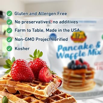 Premium Gold Gluten Free Pancake and Waffle Mix 2lb, Made of Ancient Grains & Golden Flax, Certified Gluten Free, Keto Friendly, Top 11 Allergen Free