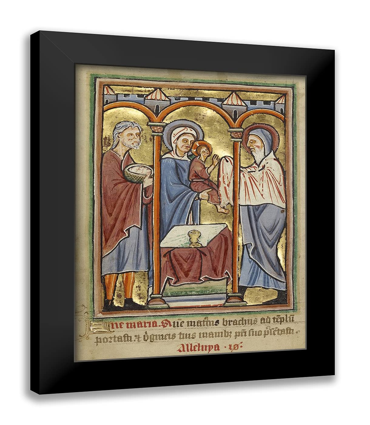 ArtDirect Unknown 12th Century English Illuminator 19x24 Black Modern Framed Art Print Titled: The Presentation in the Temple