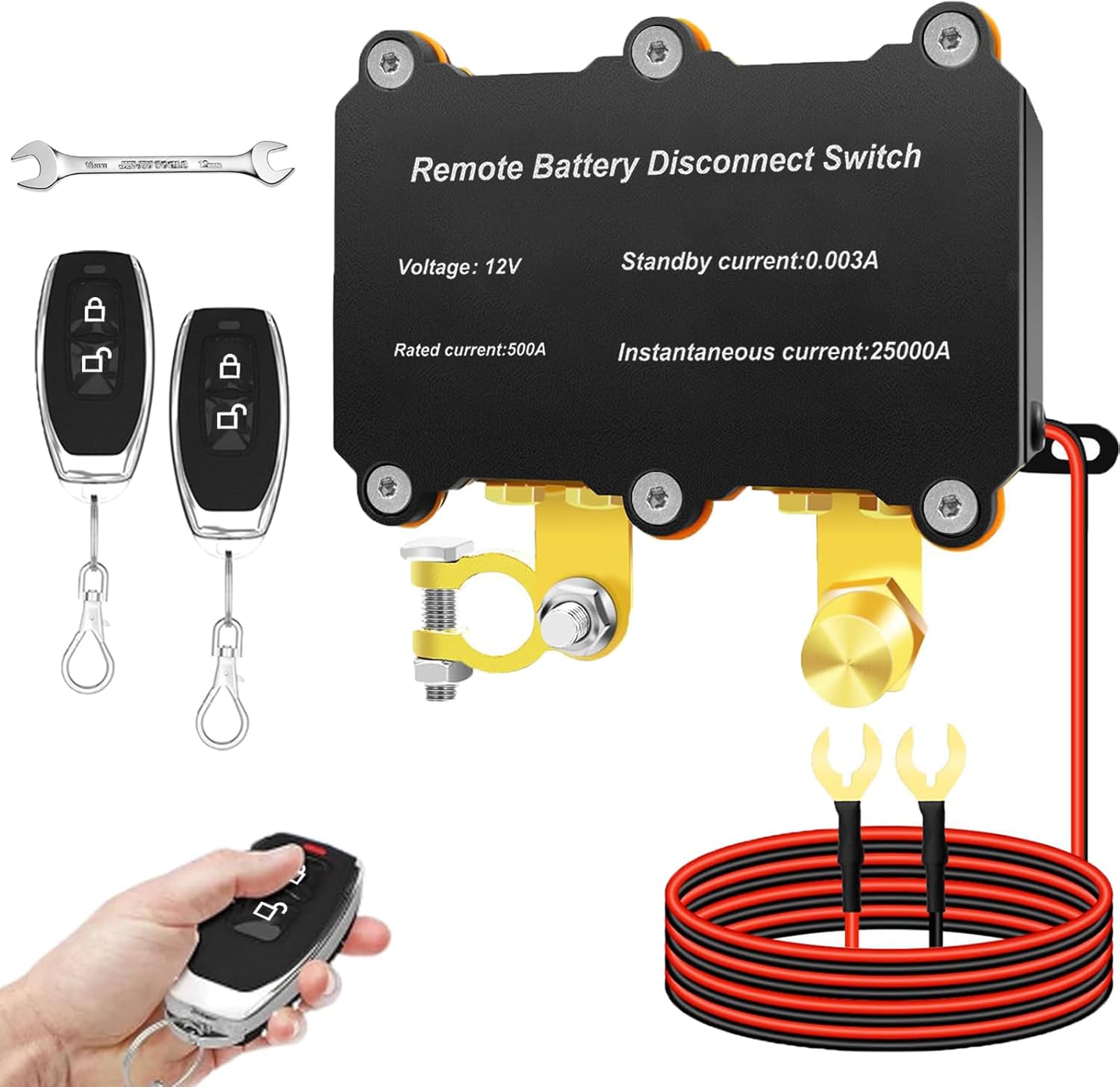 12V 500A Kill Switch for Car,500A Remote Battery Disconnect Switch for Truck-Auto Shut-Off Switch,Anti-Theft Battery Kill Switch for Cars,Trucks,RVs,Trucks and Construction Vehicles Applications