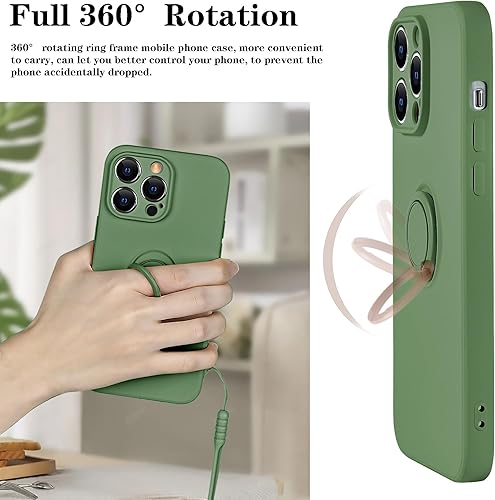 Miniatura 7 de Uioeua - Funda compatible con iPhone 13 Pro Max con soporte de anillo magnético para automóvil, funda suave de microfibra de silicona líquida de