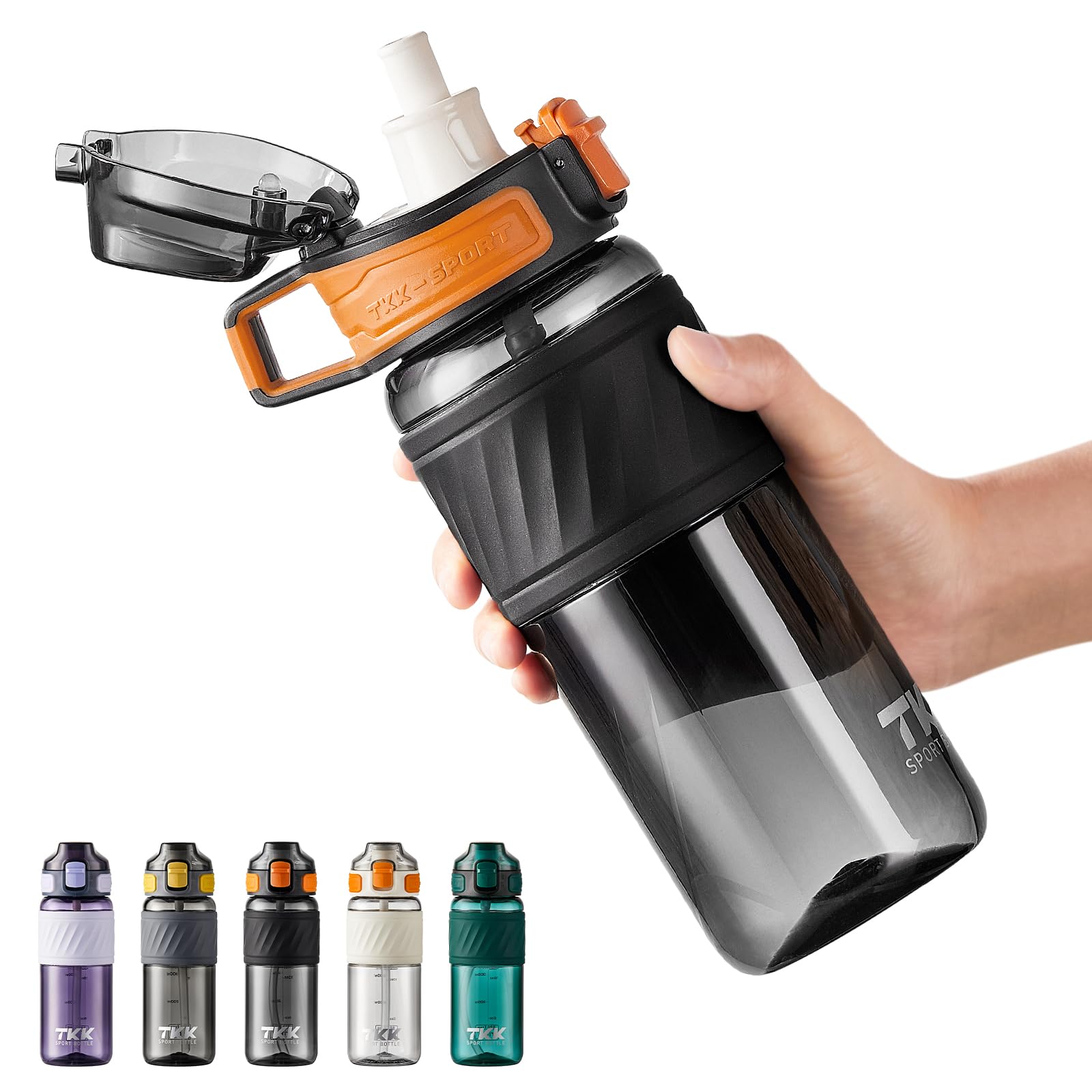 TKK 20oz Sports Water Bottle With Straw - BPA-Free Tritan, Leak-Proof, For Gym, School & Outdoor