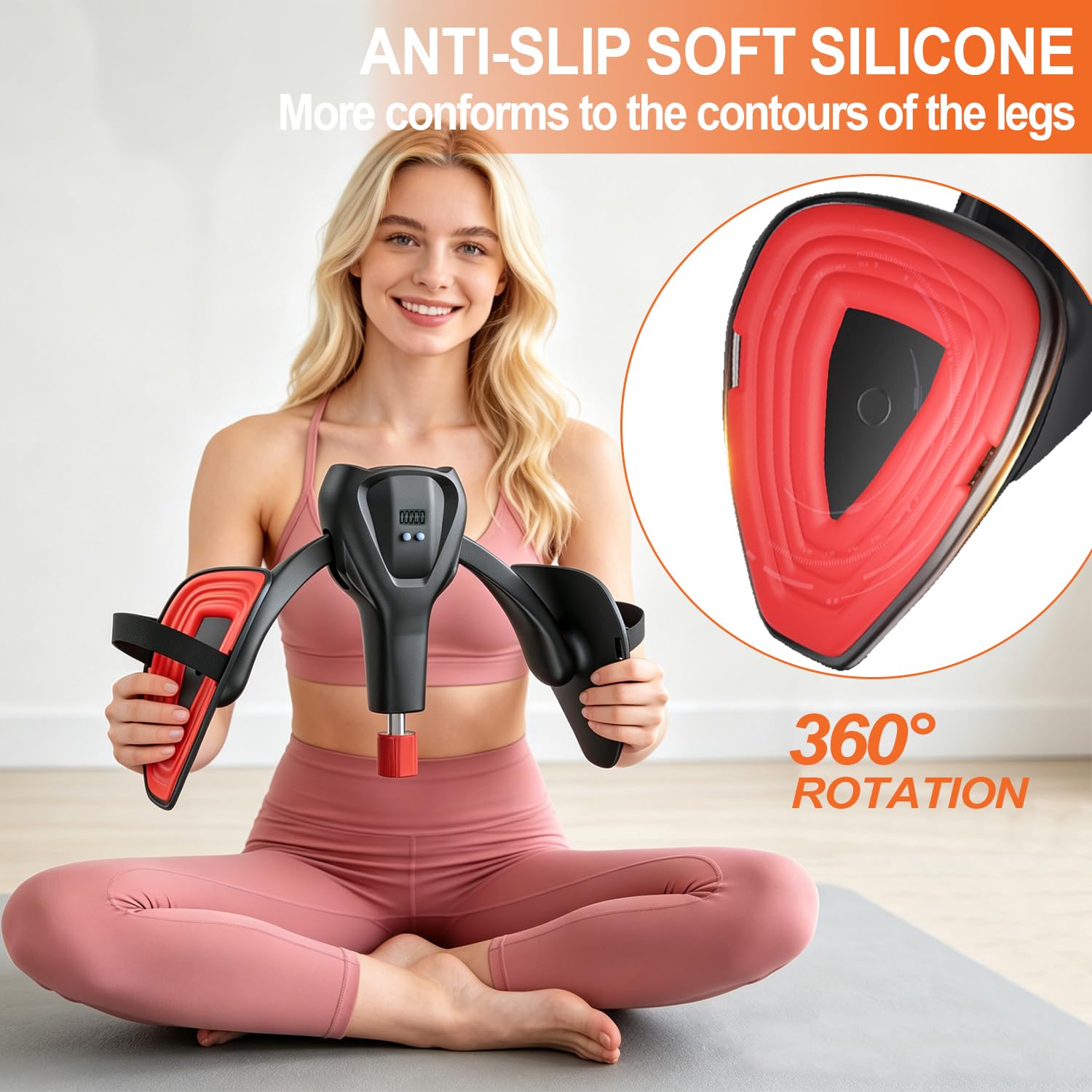 Maître de cuisse amélioré 2026, appareils d'exercice du plancher pelvien réglables de 50 kg pour homme et femme, compteur intelligent Kegel, pince de cuisse avec sangles de jambe et bande de