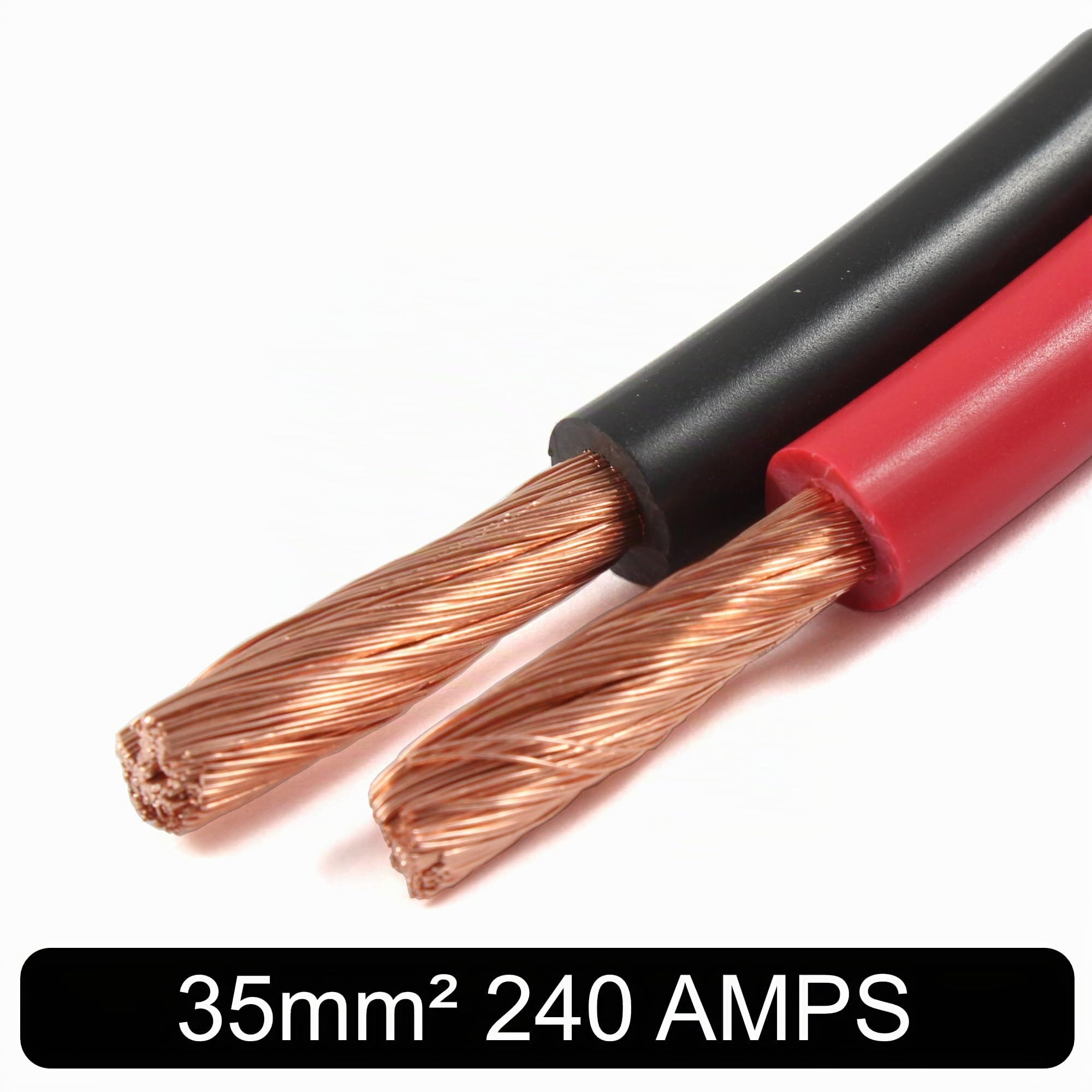 Automotive Hi-Flex 240 Amp 35mm² 2 AWG - Cable de PVC para batería/arrancador/inversor/soldadura (negro, 2 metros)