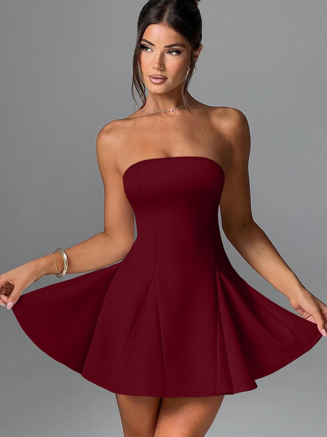 DAAWENXI Women's Sexy Summer Strapless Mini Dress Homecoming Off Shoulder Sleeveless Party Club Short Dresses - Image 3