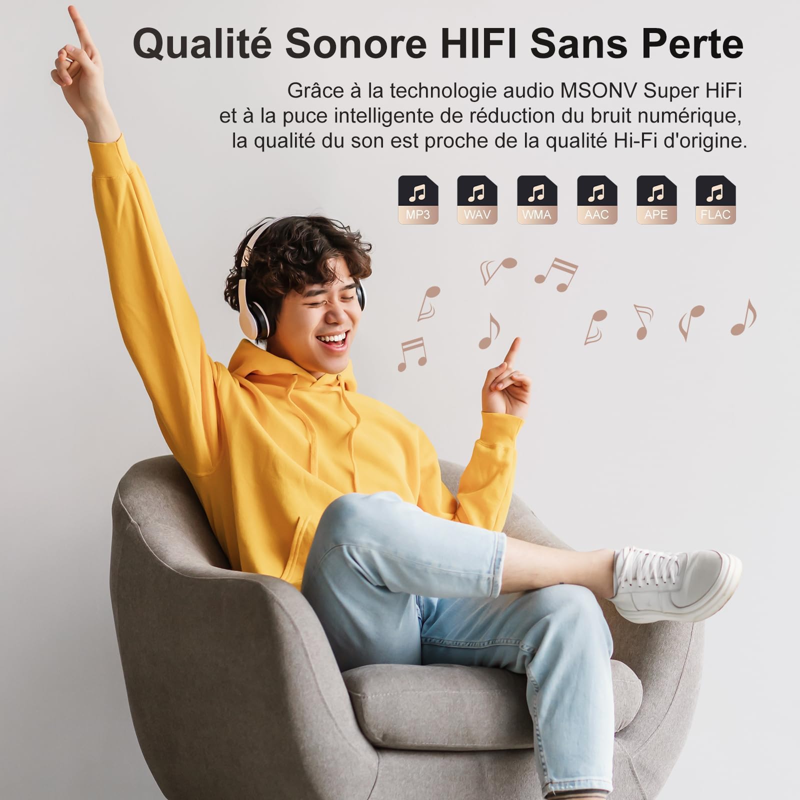 MECHEN Lecteur MP3 Bluetooth 128 GO, Écran Tactile de 2,4 Pouces, Double Prise Audio, Recherche de Chansons, 6 Listes de Lecture, USB C, Radio FM, Enregistrement
