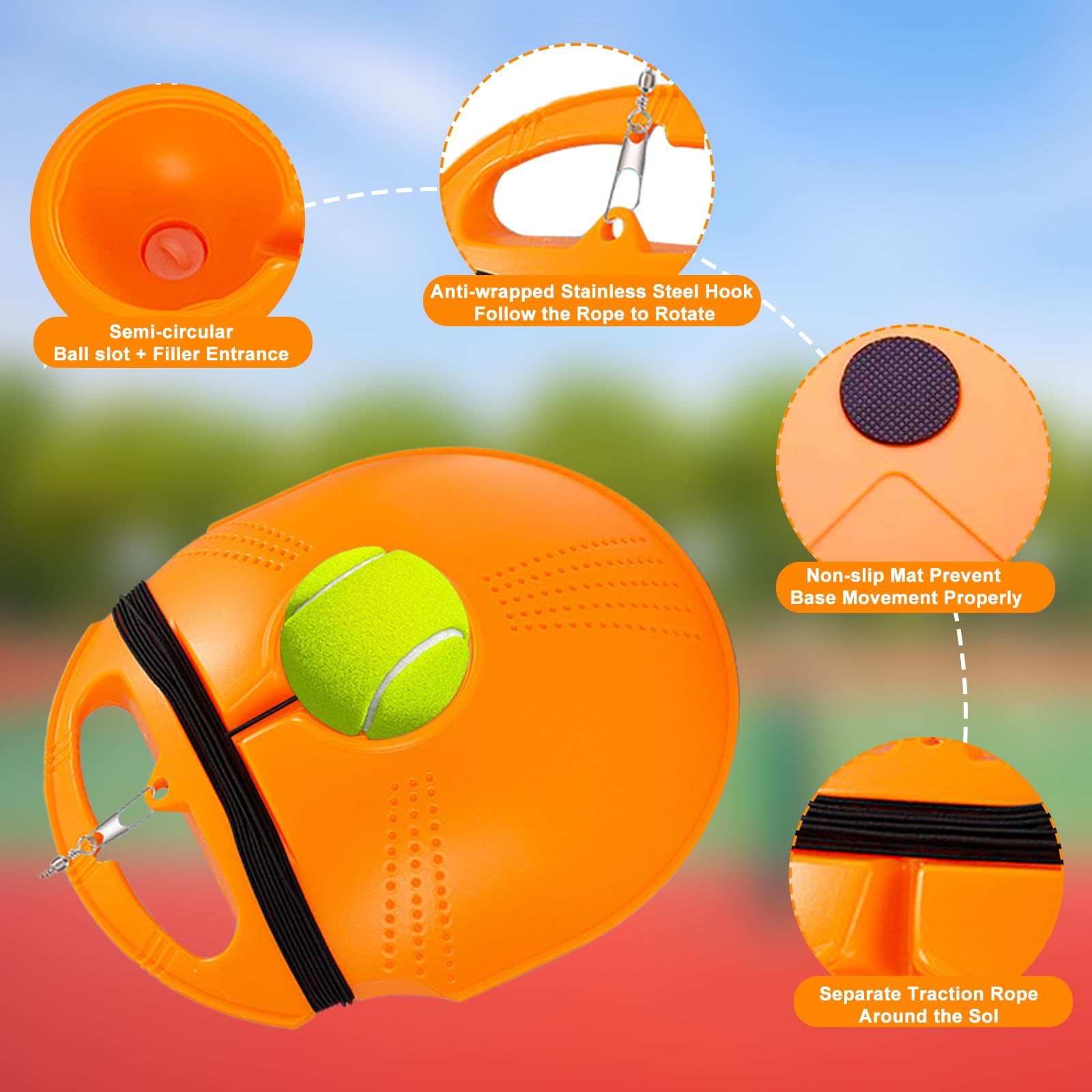 Trainer Tennis Con Palline Rimbalzo - Set Allenamento Individuale Per Principianti E Bambini - Foto 5