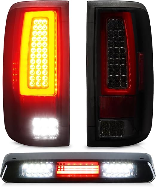 Tail Light + 3rd Third Brake Cargo Lamp for 2004 2005 2006 2007 2008 Ford F-150, High Mount Stop Light Rear LED Taillight Assembly, FO2800182 FO2801182 5L3Z13405CA 6L3Z13405BA 4L3Z13405AA 166-00377AL