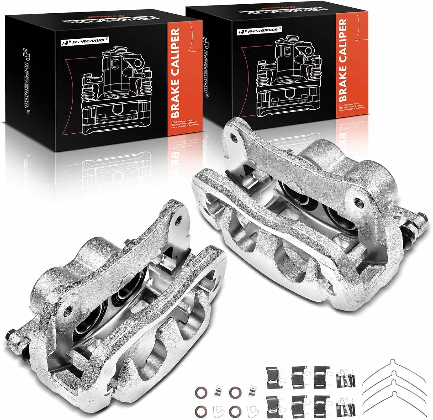 A-Premium Disc Brake Caliper Assembly with Bracket Compatible with Lexus and Toyota Models - NX200t, NX300, NX300h, RX350, RX450h, Highlander - Front Driver and Passenger Side, 2-PC Set
