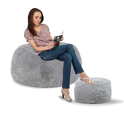 GreyFur Gaming Bean Bag Chair Kids and Adults for Home and Office.(Grey) XXXL Only Cover Without Beans.