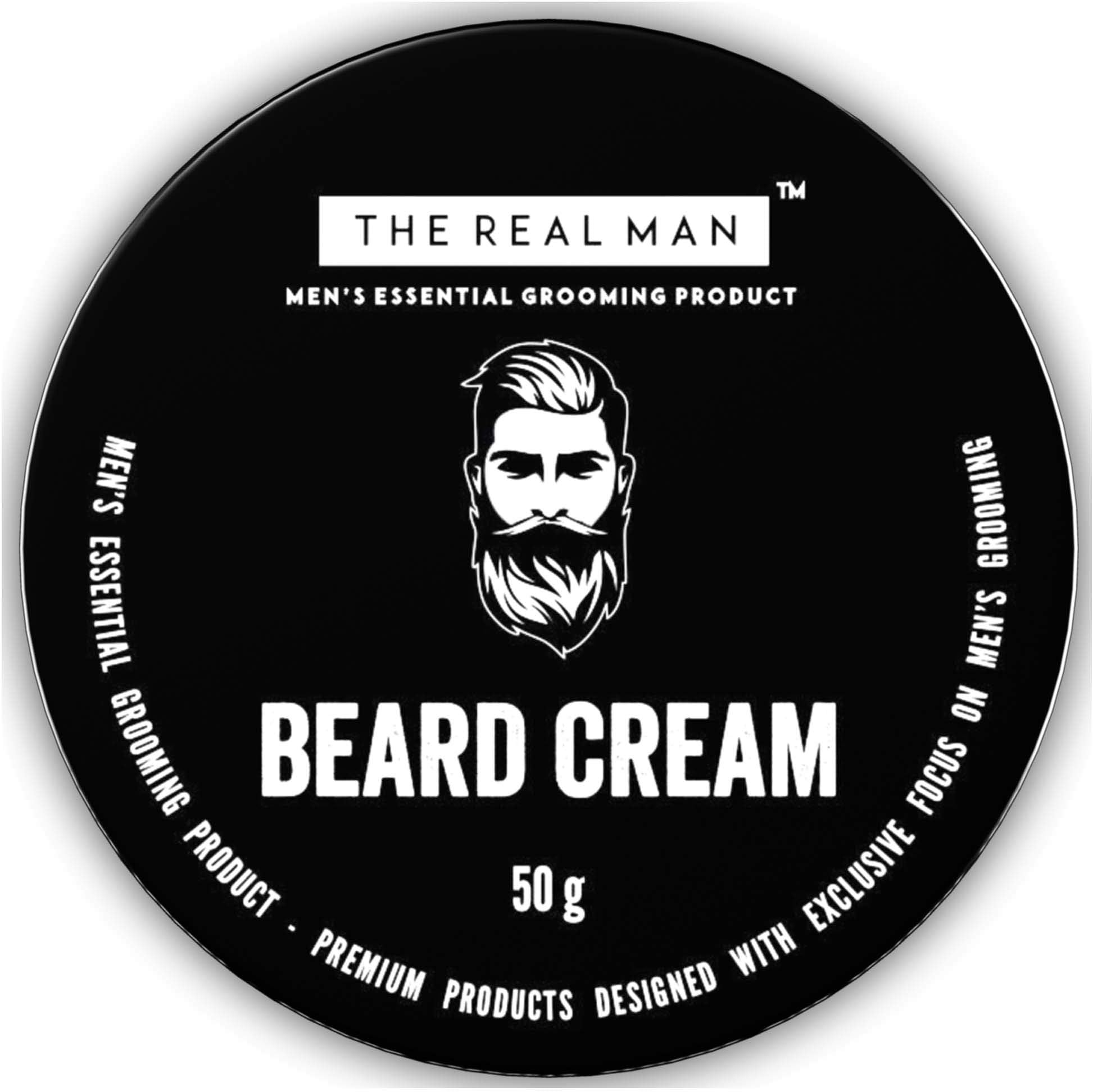 THE REAL MAN Moisturizing Beard Cream 50g. With Extract of Aleo Vera & Virgin Coconut Oil. (PACK OF 1)