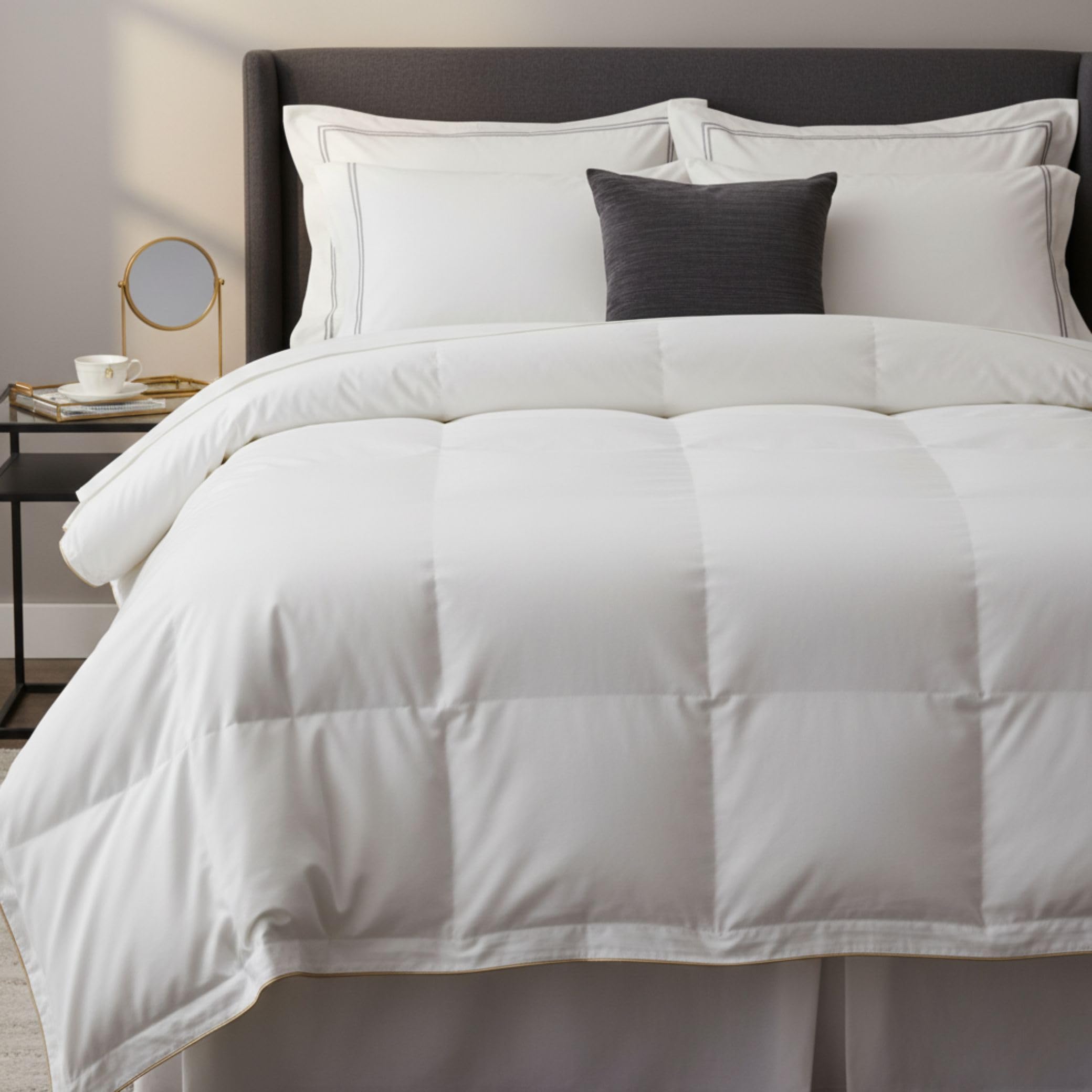 Luxury Goose Feathers Down Quilted Duvet, Skin-Friendly 100% Down Proof Fabric Cover, Anti-Allergy Hotel Quality Warm Quilt, All Season & Machine Washable (TOG 13.5, Single)