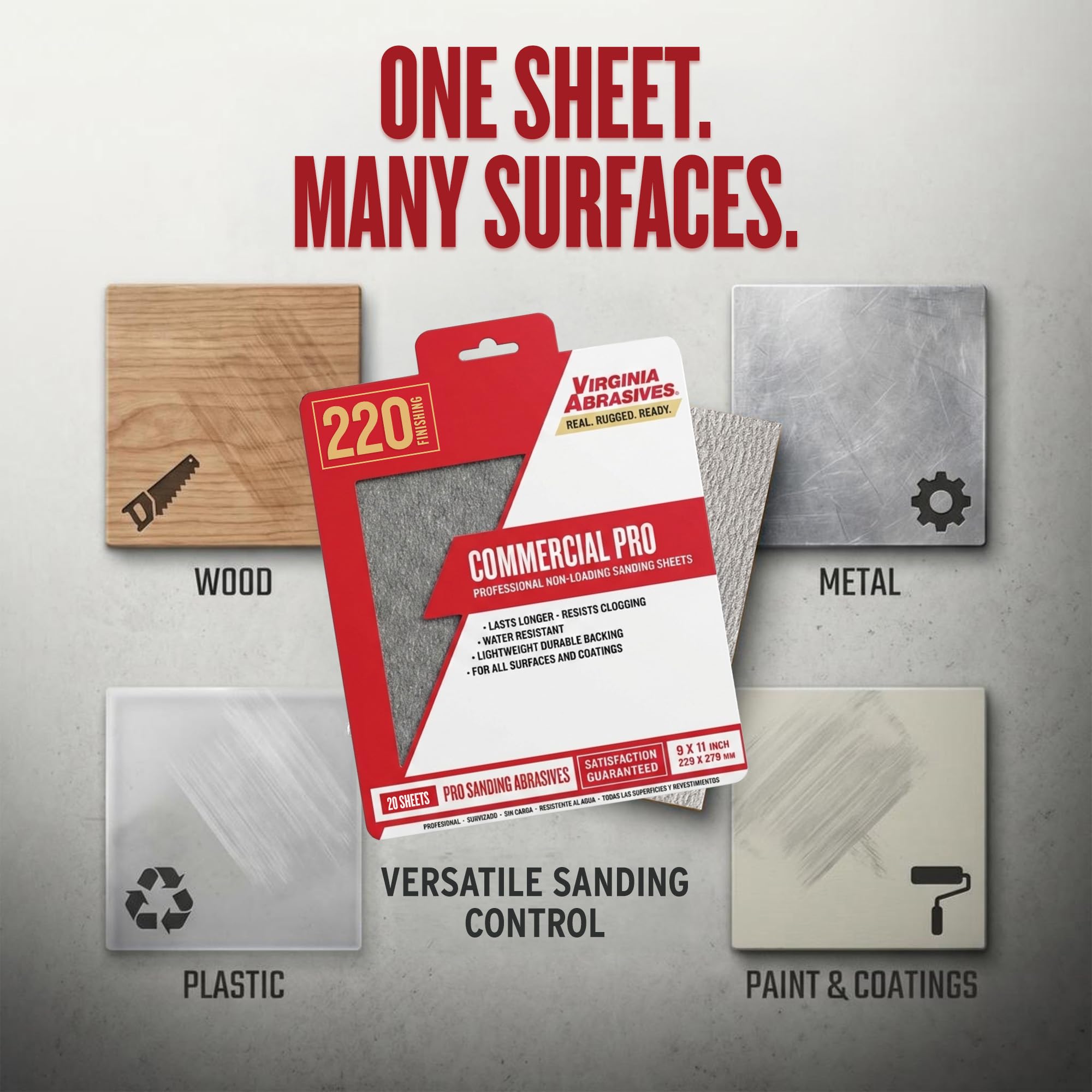 Commercial Sandpaper Sheets - 220 Grit, 20 Pack -4