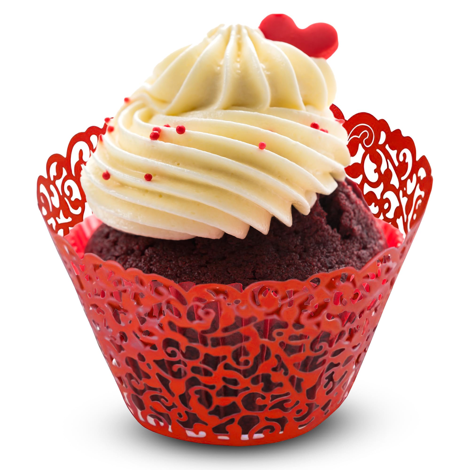 WedDecor Orange Cupcake Wrapper Liners for Muffins, Laser Cut Lace Baking Cups, Elegant Disposable Muffin Holders for Weddings, Engagements, Birthdays, Baby Showers & Holiday Events, 50pcs