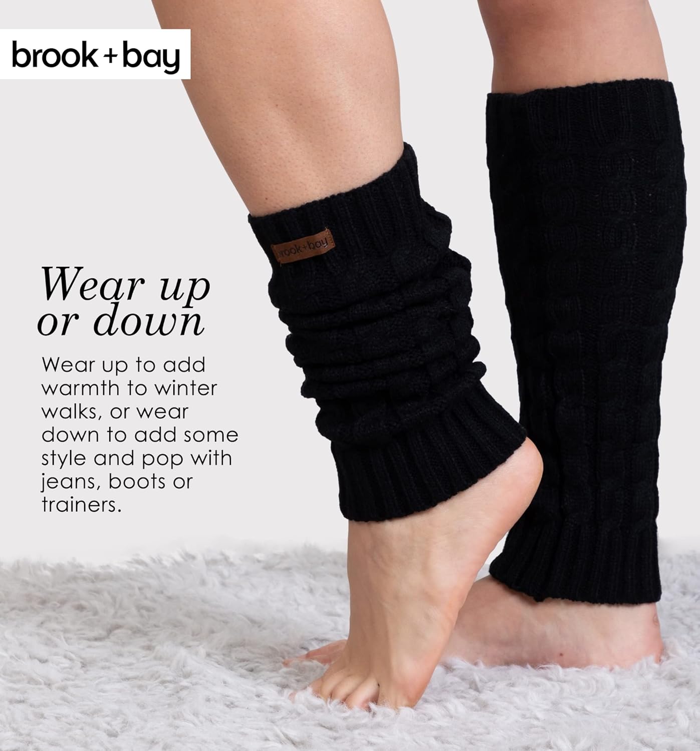 Brook + Bay Leg Warmers for Women - Cable Knit - Image 5