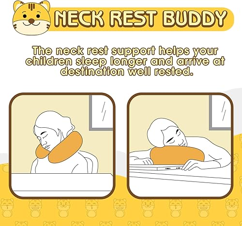 Miniatura 4 de H HOMEWINS Almohada de viaje para niños pequeños. Almohada de apoyo de cabeza de cuello suave, con un bonito animal, cómoda para cualquier posición