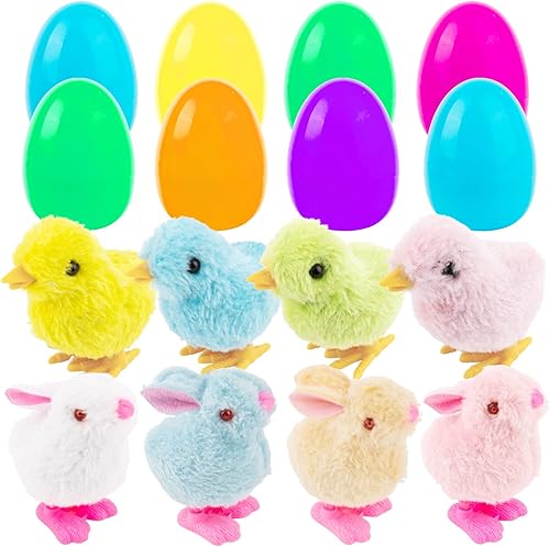 8 huevos de Pascua rellenos de coloridos pollitos y conejitos, huevos de Pascua de plástico para caza de huevos, regalos de cesta de Pascua para disponible en Yaxa Colombia