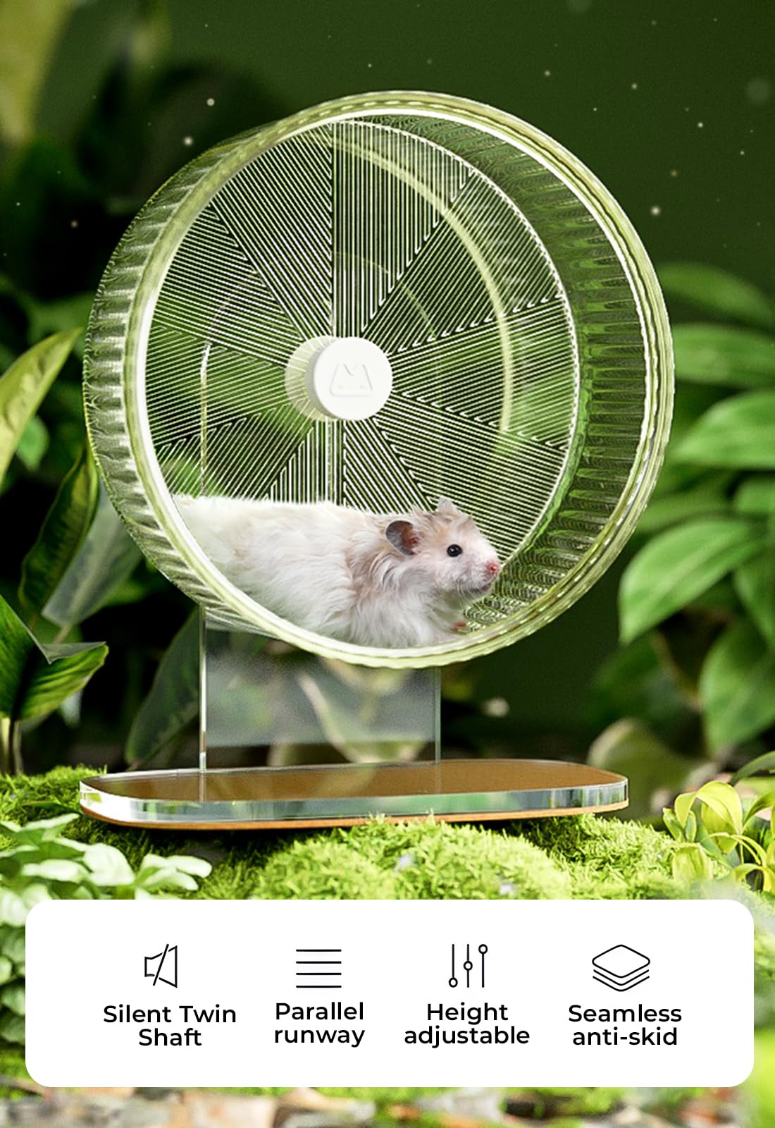 Super-Silent Hamster Exercise Wheel: Silent Spin Toys Hamster Running Wheels with Height Adjustable Stand for Hamsters Gerbils Mice Or Other Small Animals -8.5inch Yellow - image 4