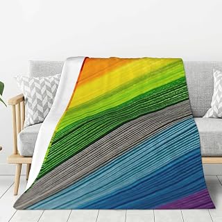 XJXZCFNB Manta de franela de microfibra súper suave con estampado de rayas de color arcoíris, manta para adultos y niños, para sofá, cama, sofá, ultra lujosa, cálida y acogedora para todas las