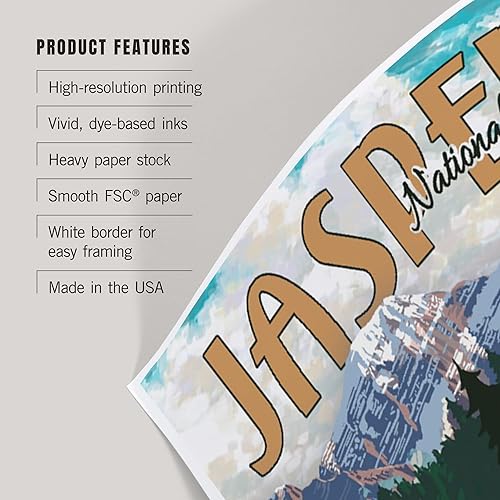 Miniatura 3 de Lantern Press Impresión artística de 12 x 18 pulgadas, Parque Nacional Jasper, Canadá, Icefields Parkway, Camper Van