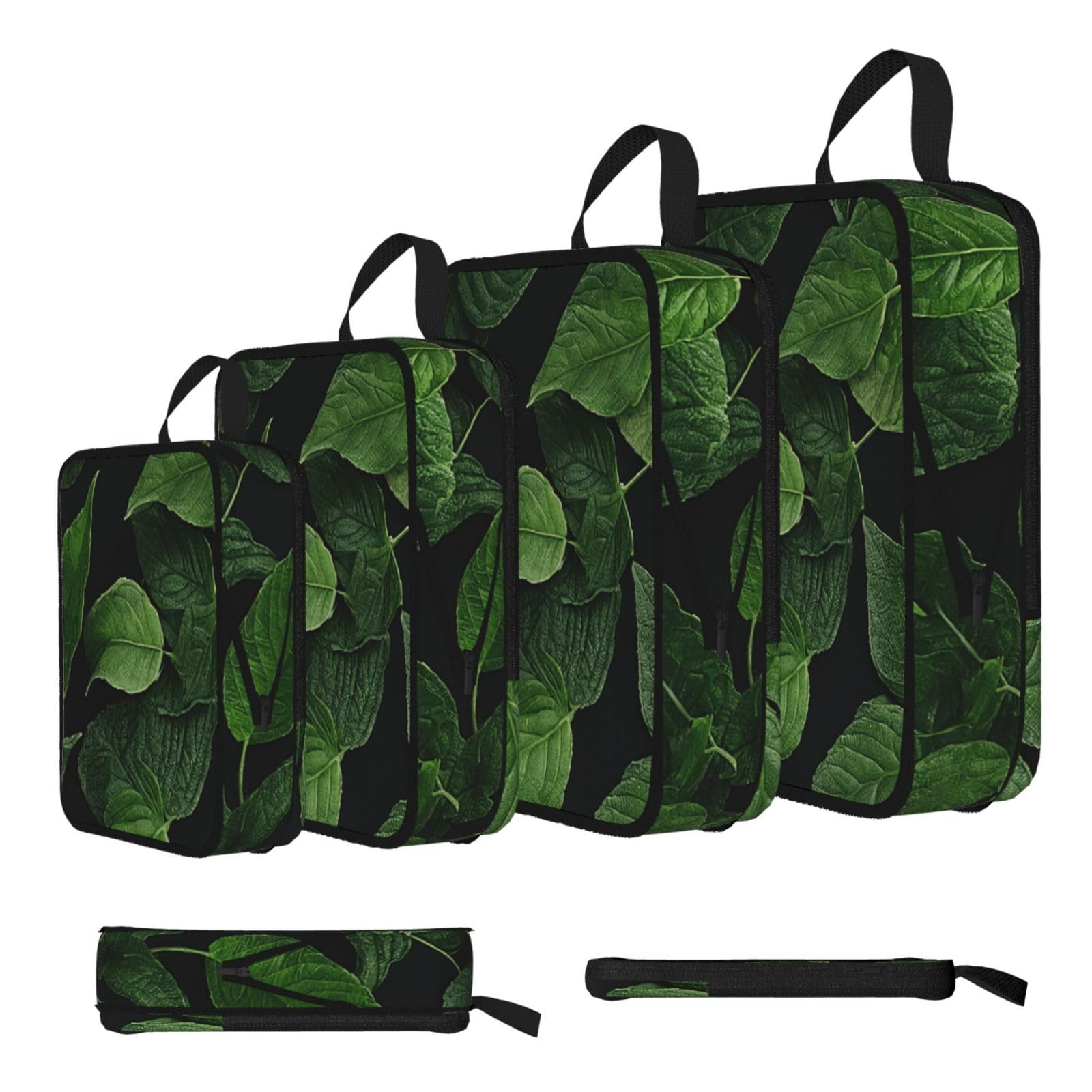 St Patricks Day Leaves Print Compression Packing Cubes 4-Piece Set With Multi- Compartment Travel Bag, Waterproof Suitcase Organiser Bags