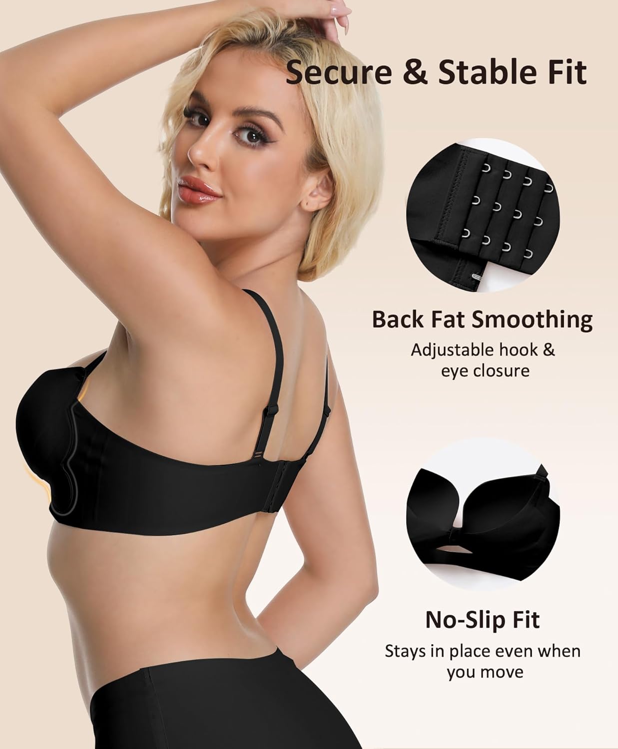Push Up Bra for Small Breasts Wireless Padded Lift Support Bralettes Comfort T-Shirt Bra Add One Cup