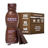 Iconic Protein Drinks, Chocolate Truffle (12 Pack) - Sugar Free & Low Carb - 20g Grass Fed Protein - Lactose Free, Gluten Free, Non-GMO, Kosher - Keto Friendly Protein Shakes